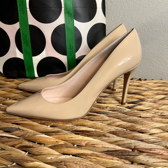 KATE SPADE ♠️ Vivian Nude Patent Leather Heels Size 10.5 - Picture 6 of 9